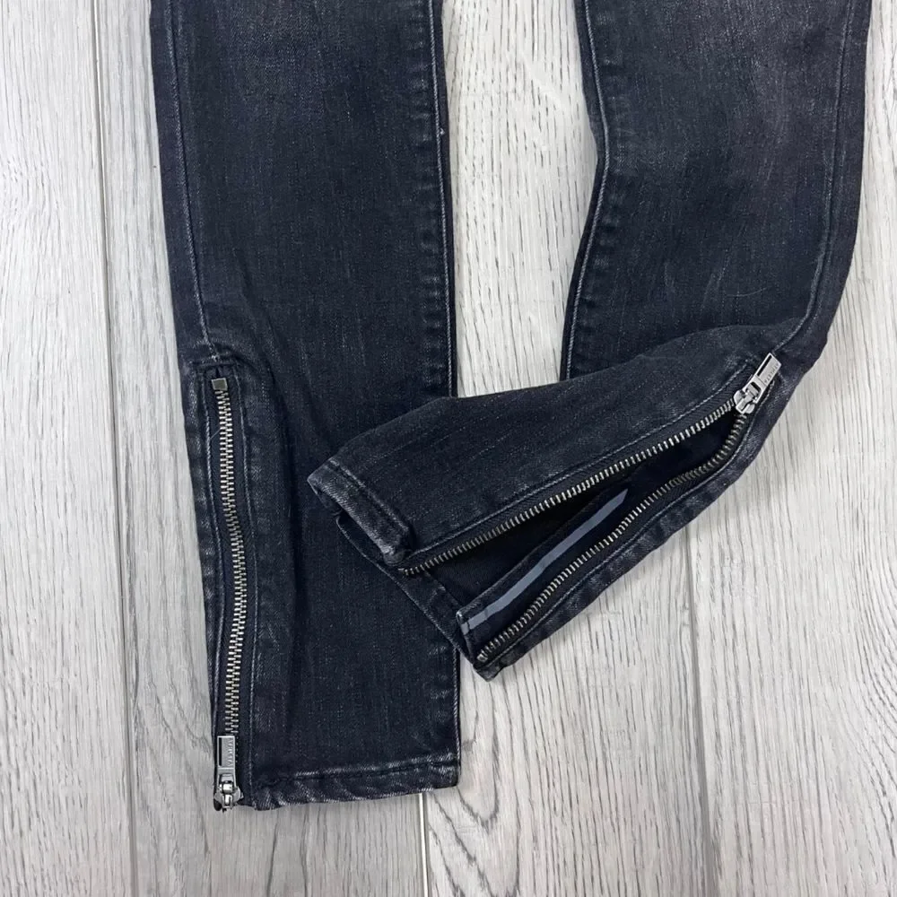 Athleta Sculptek Women Size 0 Black Ultra Skinny Zip Cotton Denim Ankle Jeans